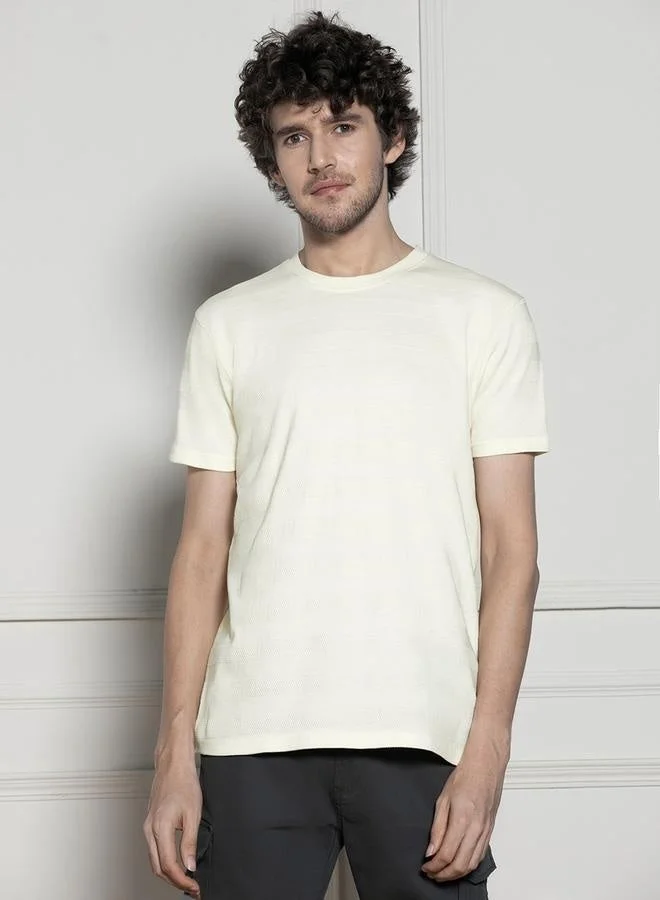 Dennis Lingo Regular Fit Offwhite Cotton-Poly T-Shirt Crew Neck