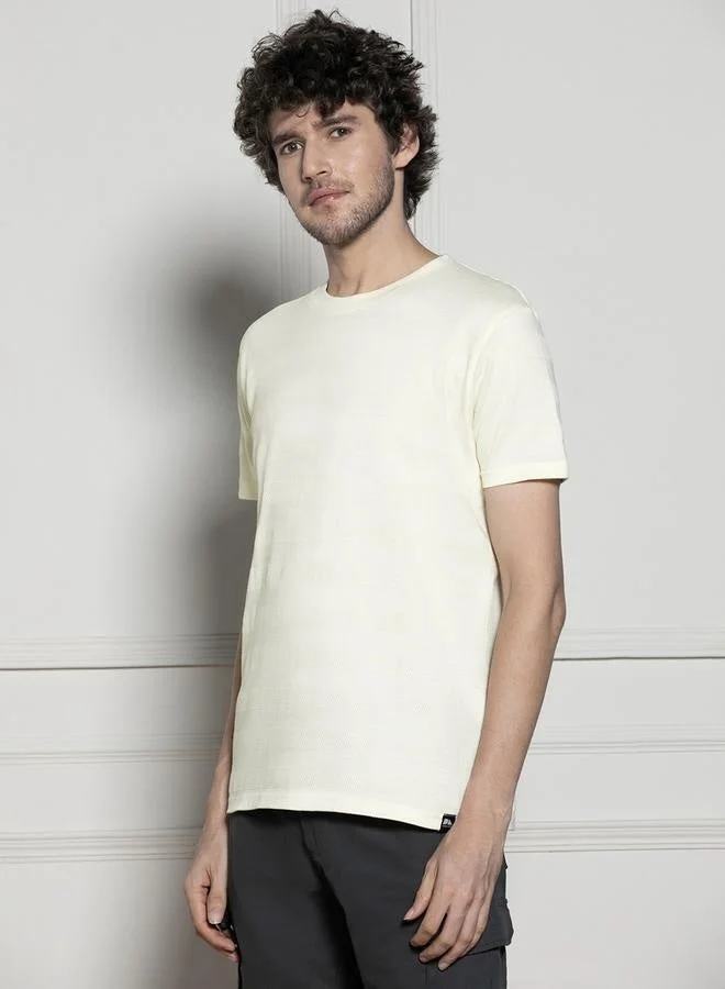 Dennis Lingo Regular Fit Offwhite Cotton-Poly T-Shirt Crew Neck