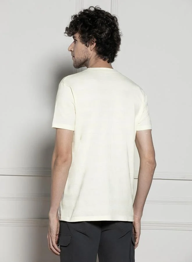 Dennis Lingo Regular Fit Offwhite Cotton-Poly T-Shirt Crew Neck