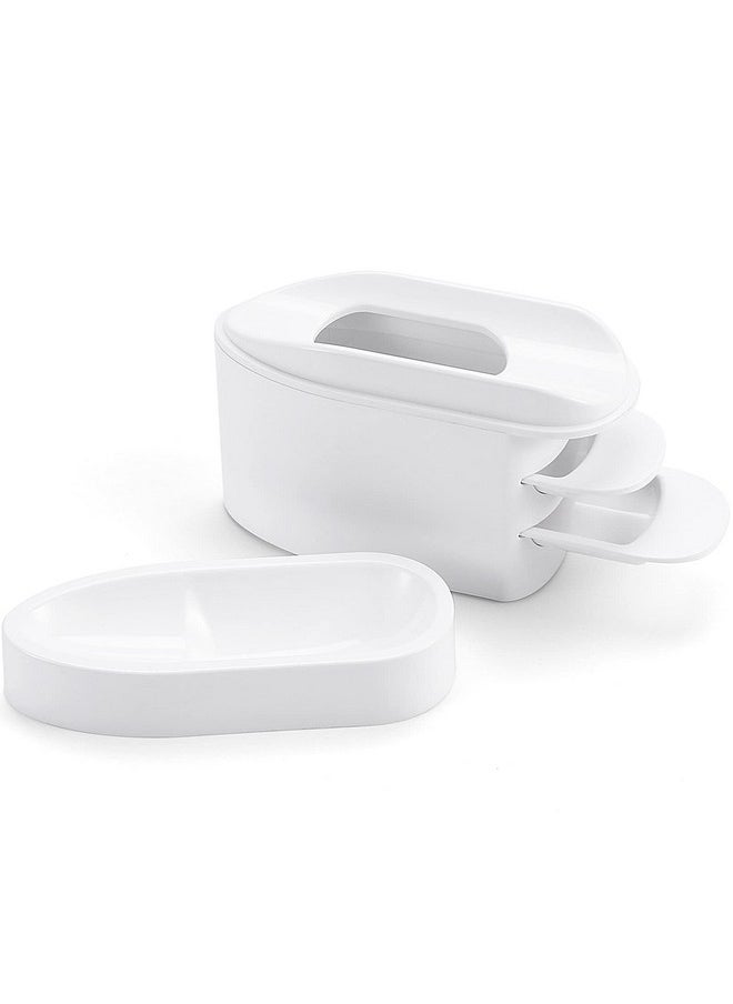 unibouti 2In1 Dip Powder Recycling Tray System & French Tip Mold Dip Nail Tray Nail Powder Glitter Rhinestones Pearls Saver Holder Storage Container Recycling Tool French Smile Line Making Mold White  - Image 1