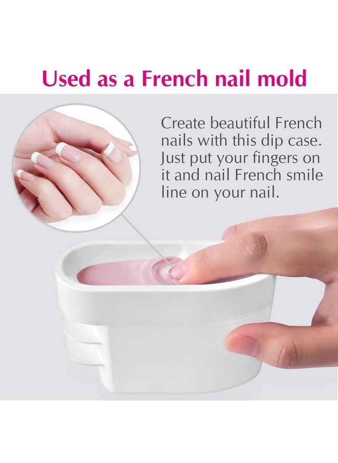 unibouti 2In1 Dip Powder Recycling Tray System & French Tip Mold Dip Nail Tray Nail Powder Glitter Rhinestones Pearls Saver Holder Storage Container Recycling Tool French Smile Line Making Mold White  - Image 3