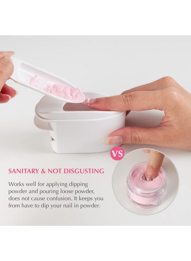 unibouti 2In1 Dip Powder Recycling Tray System & French Tip Mold Dip Nail Tray Nail Powder Glitter Rhinestones Pearls Saver Holder Storage Container Recycling Tool French Smile Line Making Mold White  - Image 4