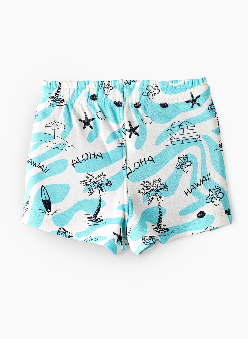 babyqlo Aloha Hawaii Surf & Beach All Over Print Shorts - Blue - Image 3