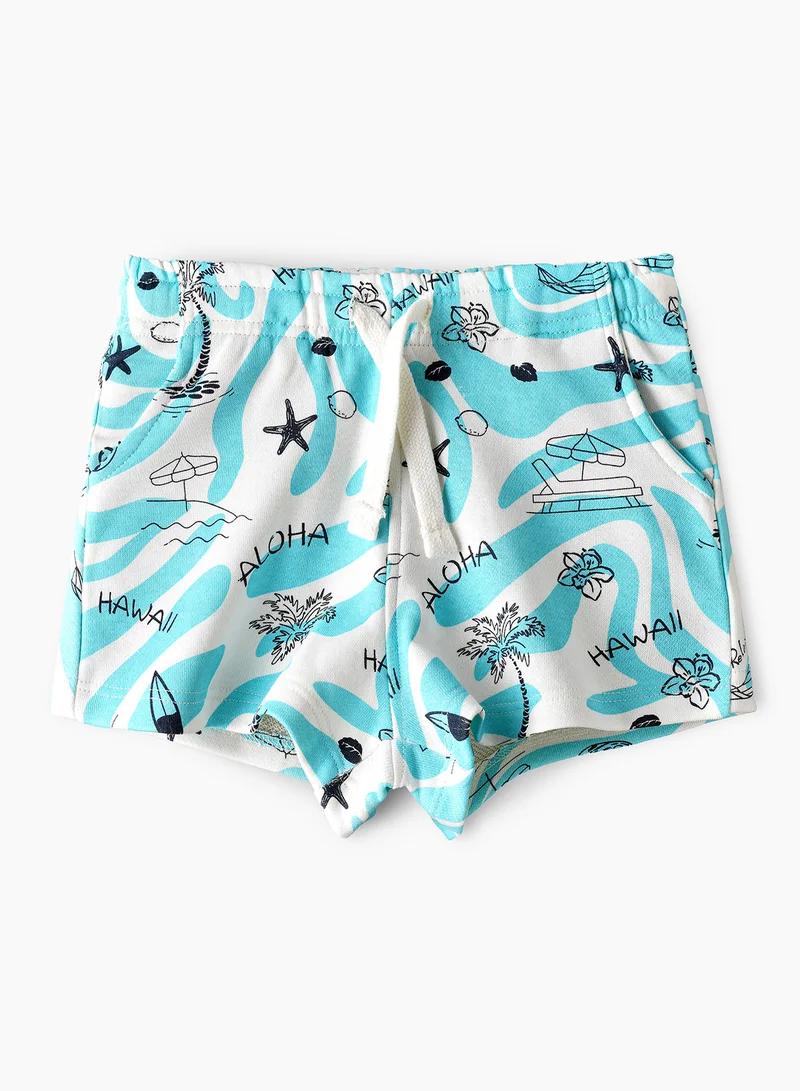 بيبي كلو Aloha Hawaii Surf & Beach All Over Print Shorts - Blue