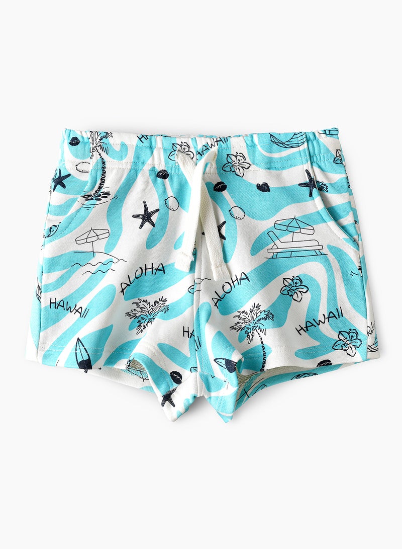 babyqlo Aloha Hawaii Surf & Beach All Over Print Shorts - Blue - Image 2