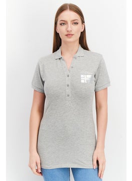 Women Regular Fit Brand Logo Short Sleeve Polo Shirt, Grey - pzsku/Z83A65B2015F081F2A2B1Z/45/_/1726108973/2b13459a-ae2f-47c0-8ae5-d8a59ec1d38d