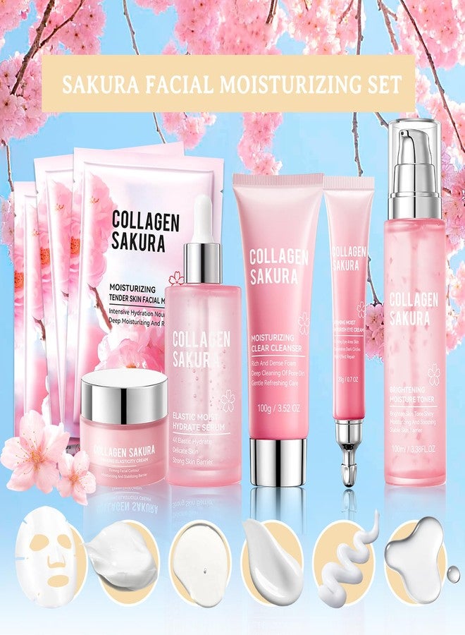 DuoZeng Sakura Skin Care Set,Moisturizing Skincare Kit with Face Cleanser,Facial Serum,Toner,Eye Cream,Face Cream and Hydrating Face Masks,Long-lasting Nourishing Skincare Set Facial Kit for Women（8pcs） - Image 2