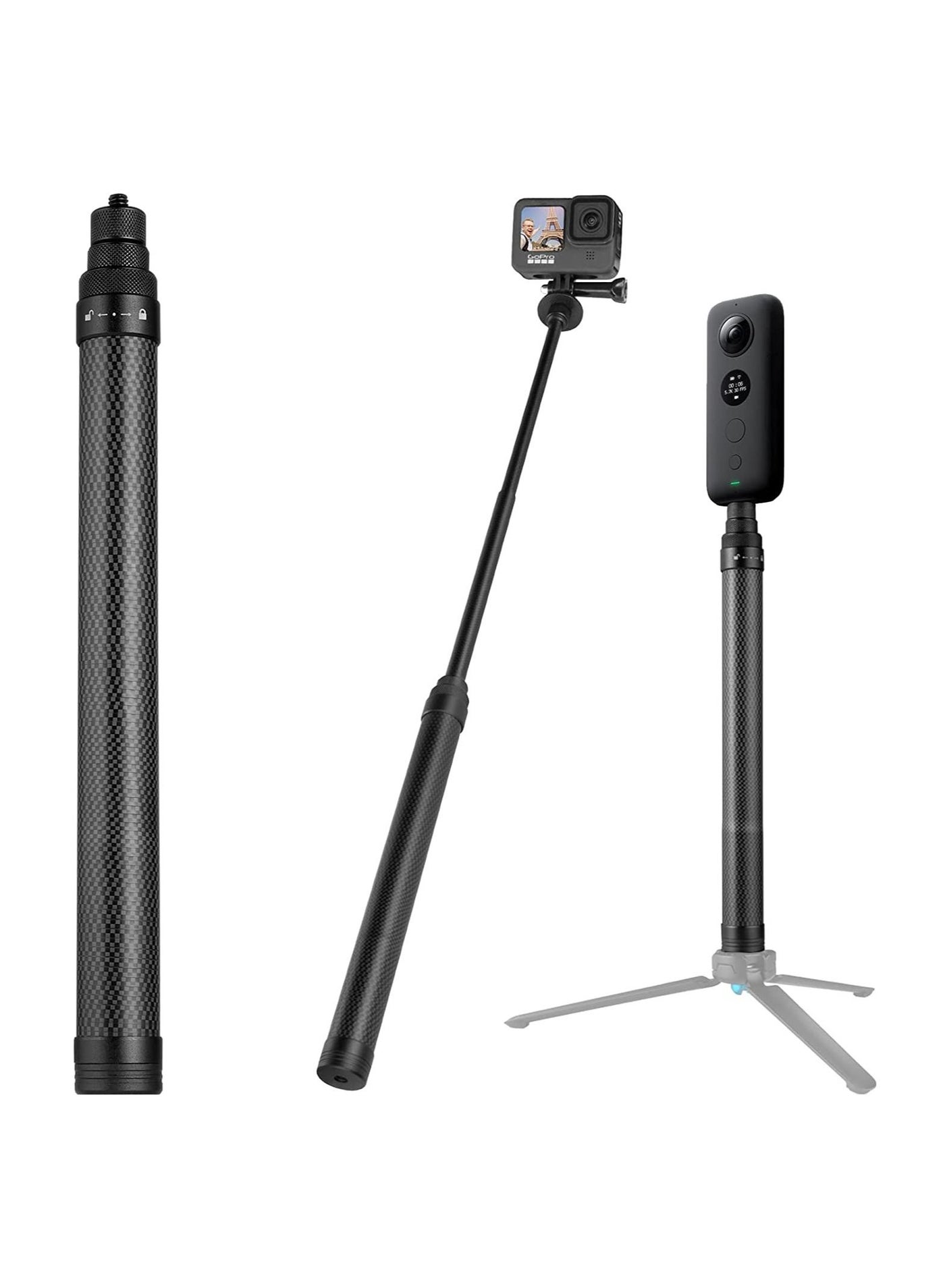 Ultra Light Carbon Fiber Self Timer Rod Invisible Rod Detachable Extension Rod Single Foot