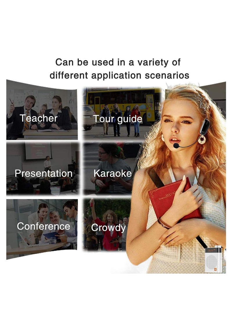 Voice Amplifier with UHF Wireless Microphone Headset, 3500mAh Portable Bluetooth Personal Voice Amplifier for Teachers, Fitness Instructors, Tour Guide, Classroom Speaker, Outdoors  - Image 4
