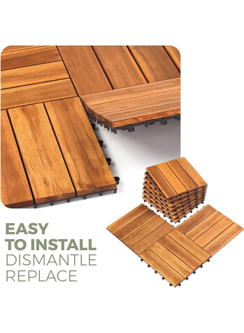 HOME TASTE بلاط خشبي للحدائق - أرضيات خشبية متشابكة للممرات والباحات، بلاط خشبي متين للاستخدام الخارجي والداخلي (النمط_4، 20_قطعة) - Image 1