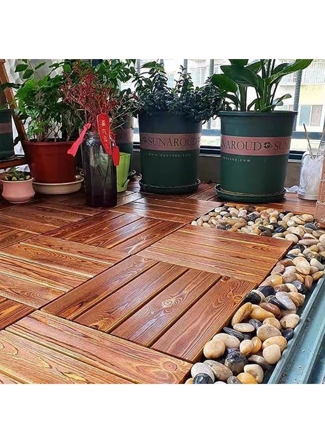 HOME TASTE بلاط خشبي للحدائق - أرضيات خشبية متشابكة للممرات والباحات، بلاط خشبي متين للاستخدام الخارجي والداخلي (النمط_4، 20_قطعة) - Image 5