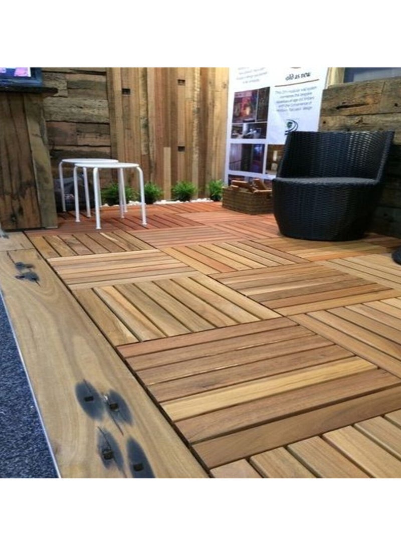 HOME TASTE Hometaste Wooden Decking Tiles - Interlocking Wood Flooring For Garden Pathways, Patios, Durable Wood Tiles For Outdoor And Indoor Use (Style_4, 20_Pieces)  - Image 4