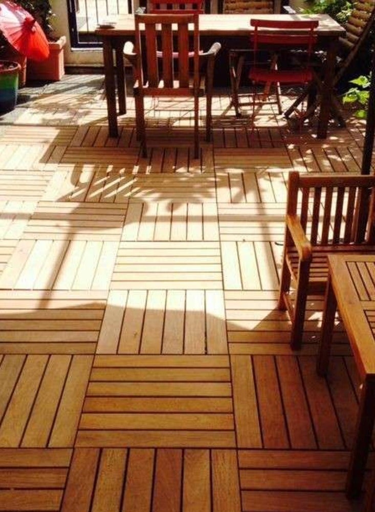 HOME TASTE Hometaste Wooden Decking Tiles - Interlocking Wood Flooring For Garden Pathways, Patios, Durable Wood Tiles For Outdoor And Indoor Use (Style_4, 20_Pieces)  - Image 5