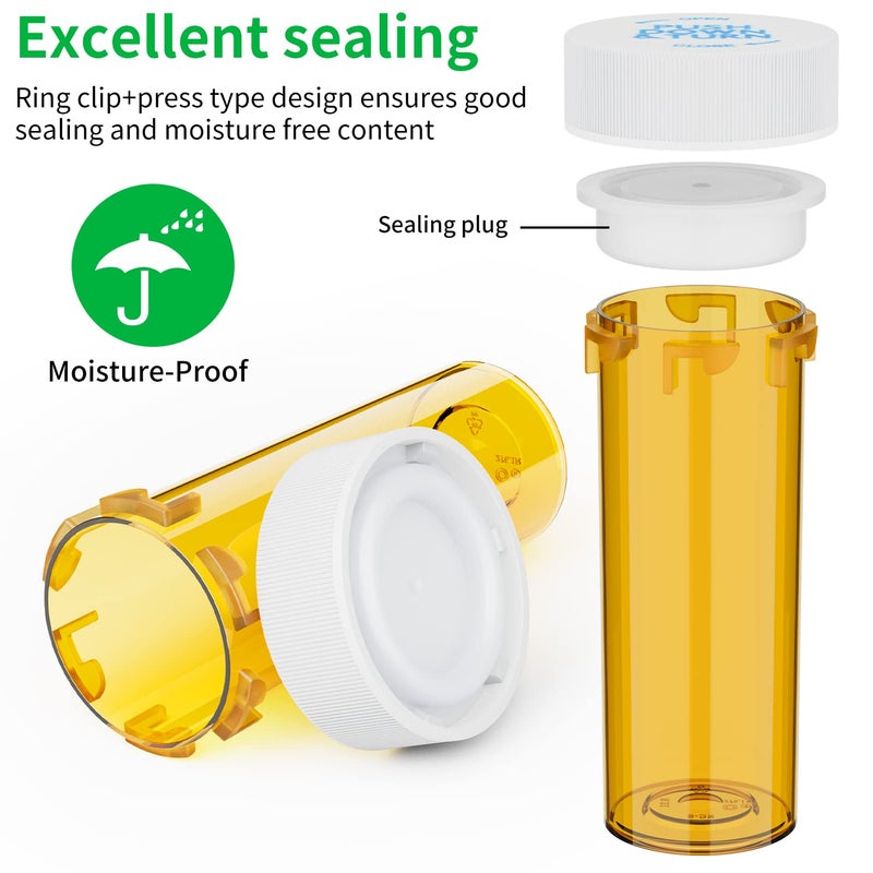 Urekt Empty Plastic Medicine Pill Bottles with Child Resistant Caps, 6 Dram Small Prescription Medicine Containers Travel Pill Vials Clear Pill Case Organizers (20 Pack) - Image 4