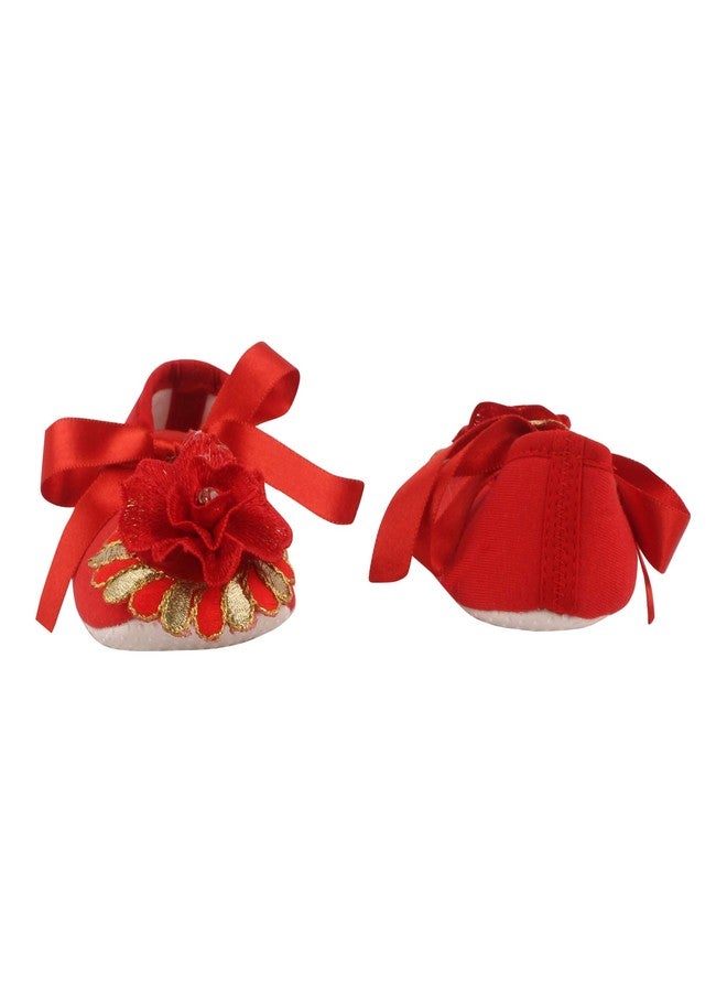Coco Candy Red Ribbon New Born Infant Baby Booties - Red, 9 Months to 12 Months - Image 2