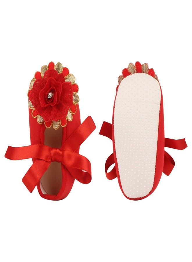 Coco Candy Red Ribbon New Born Infant Baby Booties - Red, 9 Months to 12 Months - Image 3
