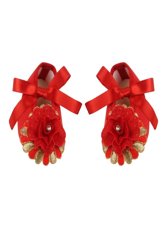 Coco Candy Red Ribbon New Born Infant Baby Booties - Red, 9 Months to 12 Months - Image 4