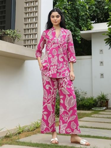 Kalaanj Women Rayon Blend Printed Kurta Set || Coords Set (Sp-225-M) Pink - Image 2