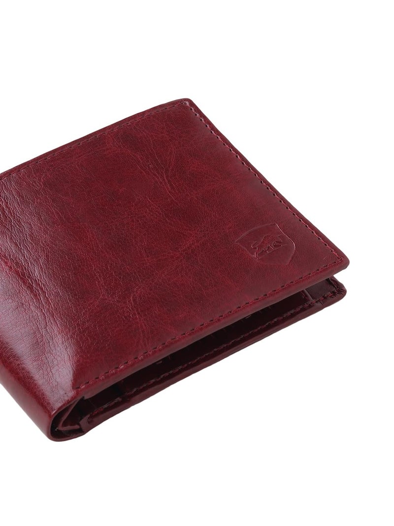 SAMTROH Red Pu Leather Wallet for Men I 3 Card Slots I 2 Currency & Secret Compartments I 1 Coin Pocket. - Image 5