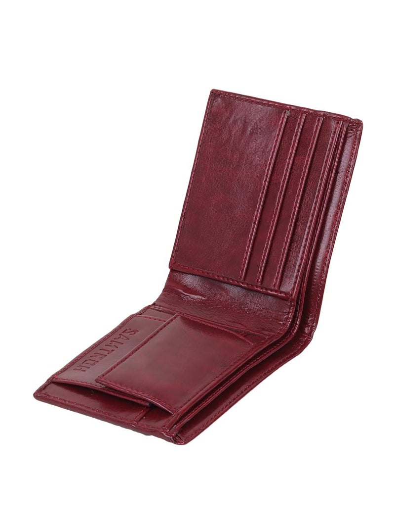 SAMTROH Red Pu Leather Wallet for Men I 3 Card Slots I 2 Currency & Secret Compartments I 1 Coin Pocket. - Image 3