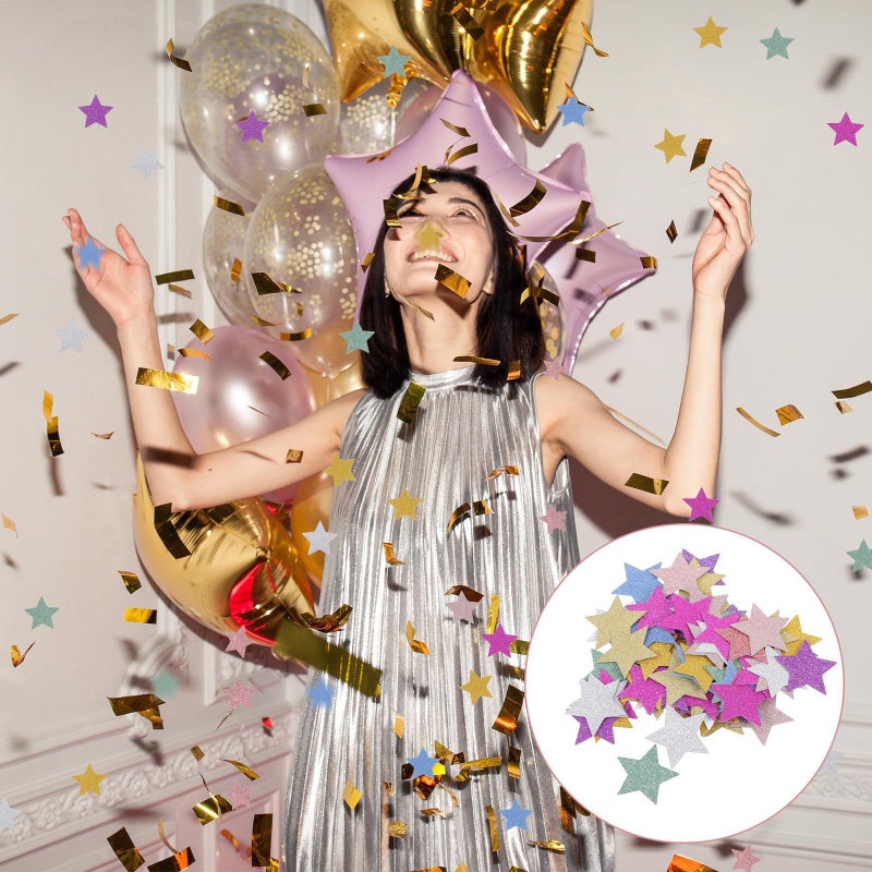 300pcs Star Shape Sequin Confetti For Wedding Birthday Party Decoration Mixed Colors And Sizes - Image 5