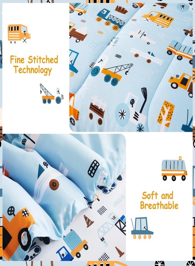 Mooreeke Kids Twin Comforter Sets for Boys 6 Pieces Light Blue Bedding Set for Teens Microfiber Car Truck Kids Bed in A Bag with Comforter, Sheet Set, Shams and Decorative Toy Pillow All Season - Image 4