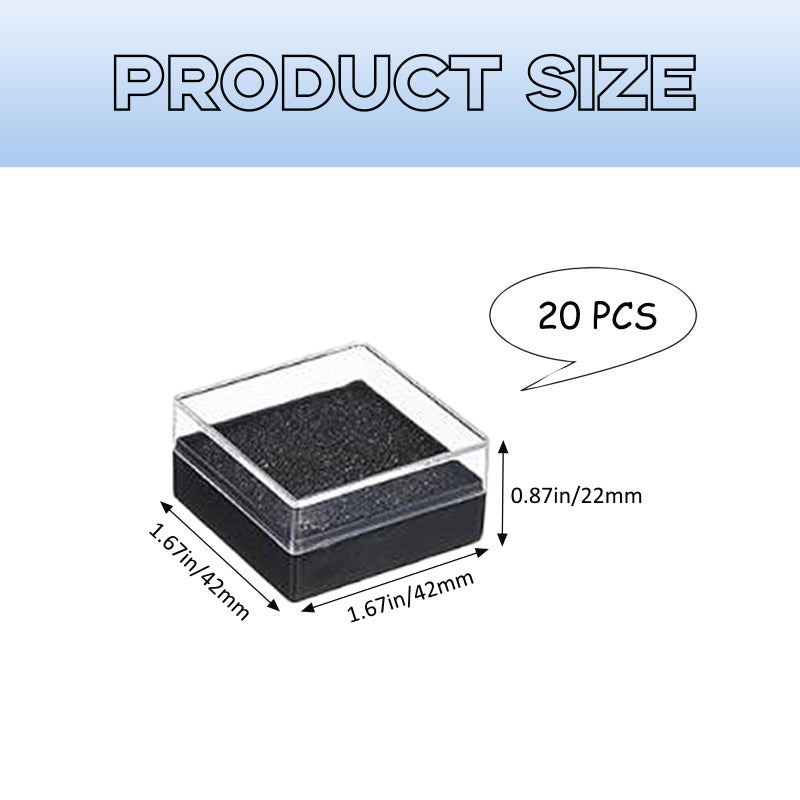 TTFdacai 20 Pcs Clear Plastic Gift Box For Pin 1.7x1.7x0.9inch Black Plastic Lapel Pin Storage Boxes for Badge Pin Crystal Coin Gemstone Jewelry Ring Storage Display, - Image 2
