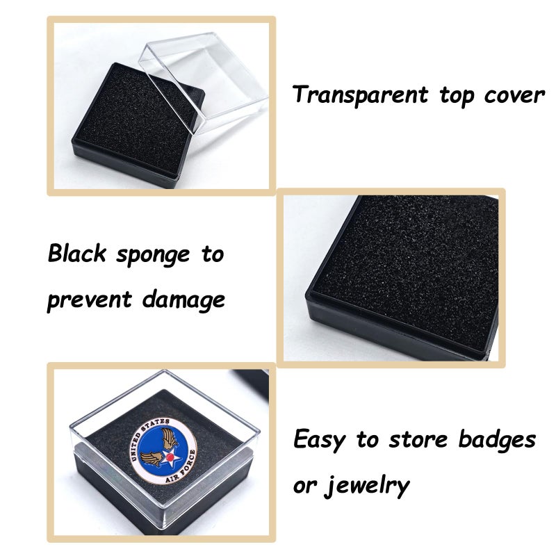 TTFdacai 20 Pcs Clear Plastic Gift Box For Pin 1.7x1.7x0.9inch Black Plastic Lapel Pin Storage Boxes for Badge Pin Crystal Coin Gemstone Jewelry Ring Storage Display, - Image 3