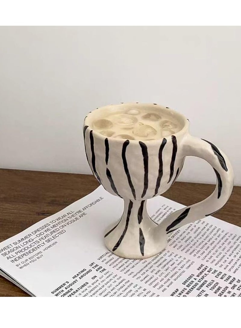 SYOSI كوب قهوة سيراميك بمقبض سعة 11 أونصة أو 300 مل، كوب لاتيه جديد بتصميم حمار وحشي أصلي، كوب شاي بالحليب، عملية تزجيج بالفرن، مناسب للمكتب والمنزل، فكرة صناعة يدوية، هدية للأصدقاء والزملاء والعائلة  - Image 1