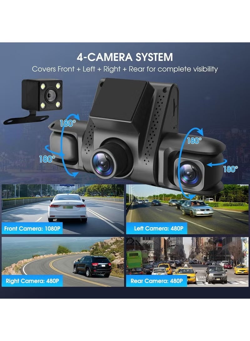 Denx Car DVR 360° Dash Cam – Full HD Video Recorder with Rear View Camera, 24H Parking Monitor, Loop Recording, G-Sensor, Night Vision, and Wide-Angle Safety Recording - Image 2