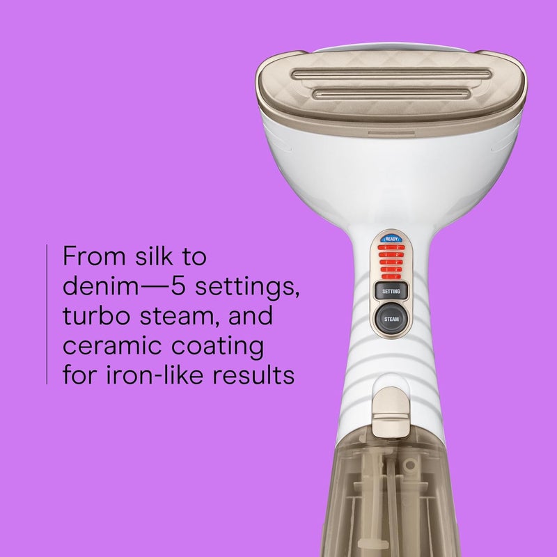 CONAIR مكواة بخار محمولة للملابس، Turbo ExtremeSteam 1875W، تصميم محمول، بخار قوي متغلغل، أبيض/شمبانيا - Image 4