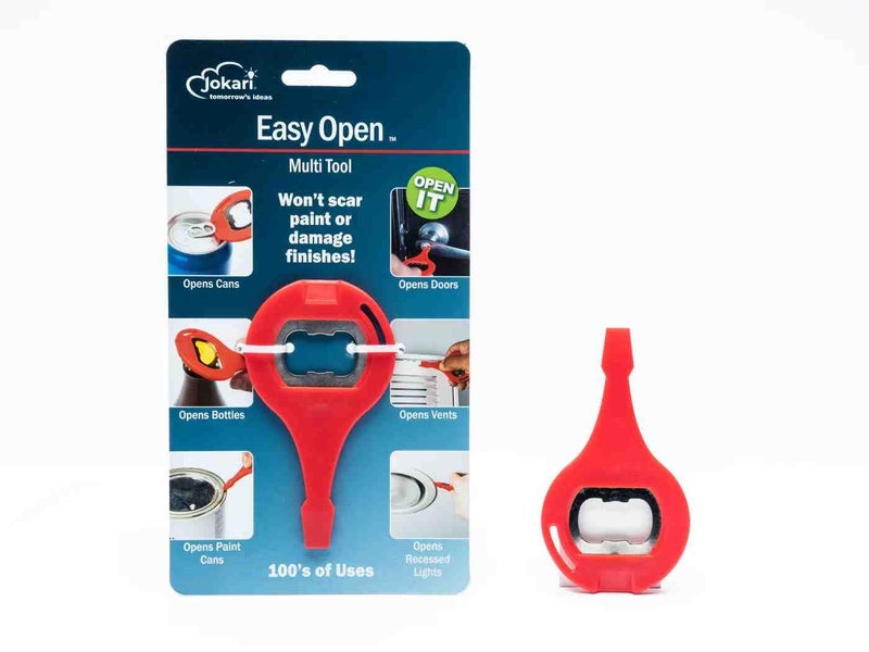 Jokari Universal Easy Open Multi Tool Pry Accessory for Drinks Paint Cans Household Fixtures and More Durable Plastic Gadget Wedges Pries and Opens Stuck Home Air Filter Covers Lids or Latches