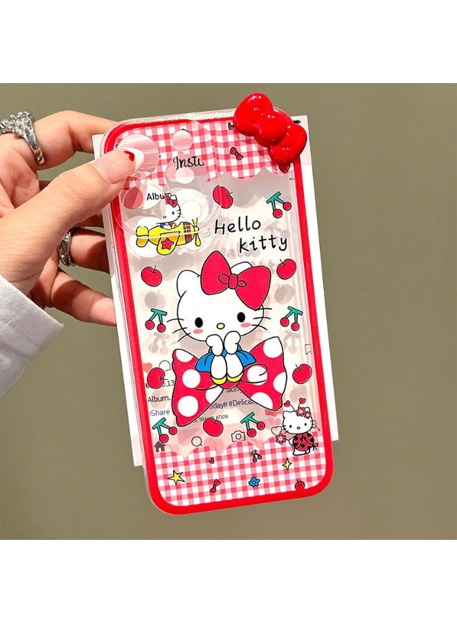 NIBEMINENT Bow Patterned Kt Cat Protective TPU Case Cover For iPhone 17, Clear - Image 1