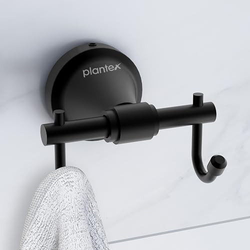 Plantex 304 Grade Stainless Steel Hooks for Hanging Clothes and Towel in Bathroom/Living Room - Niko (Black) - Image 1