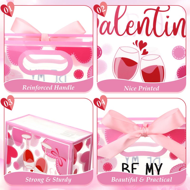 Capoda 24 Pack Galentine's Day Gift Bags with Handles - Large Pink & Red Valentine Party Favor Bags - Reusable Plastic Goody Bag for Girls Night & Ladies Celebration - Image 3