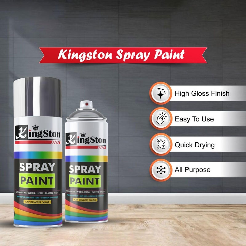 Kingston Acrylic Paint Spray Multi-Surface DIY Paint for Metal, Wood, Wall – 400ml Can - 1Pc (Metallic Silver) - Image 4