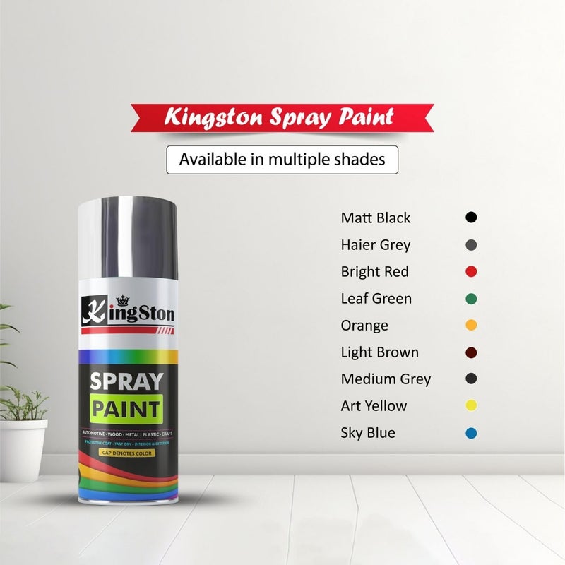 Kingston Acrylic Paint Spray Multi-Surface DIY Paint for Metal, Wood, Wall – 400ml Can - 1Pc (Metallic Silver) - Image 2
