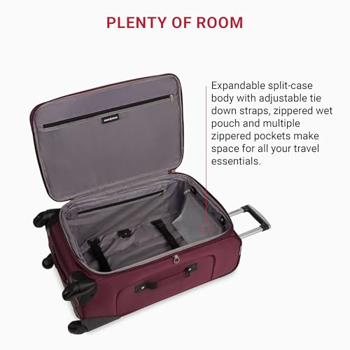 SwissGear Sion Softside Expandable Luggage, Merlot, Checked-Medium 25-Inch - Image 5