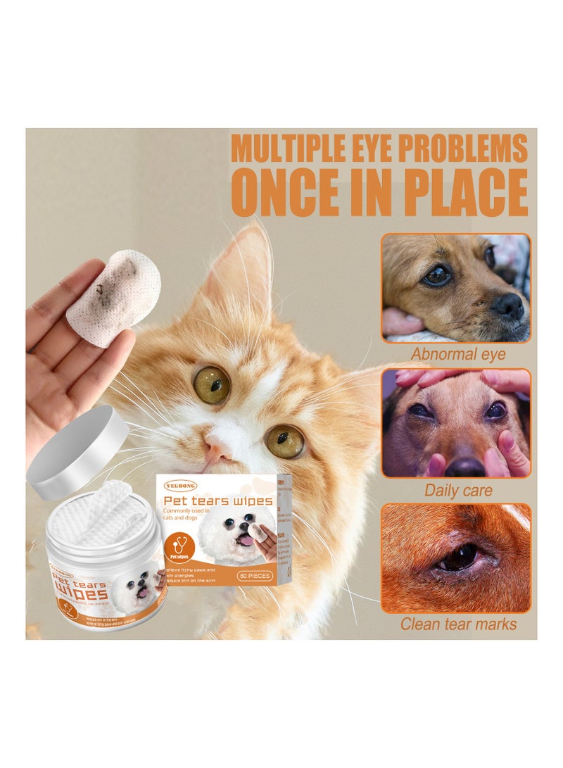 YEGBONG Finger Wipes Pet Tear Cleaning Wipes Set 60 Pcs - Image 1