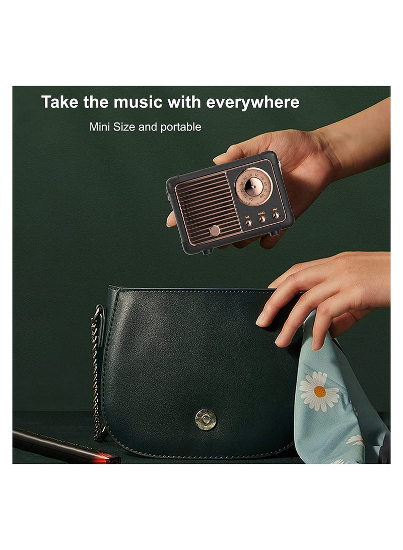 مكبر صوت بلوتوث ريترو ، ديكور عتيق ، مكبر صوت بلوتوث لاسلكي محمول من Dosmix ، نمط عصري لطيف للمطبخ وغرفة النوم والمكتب والحفلات الخارجية وملحقات Kawaii لهاتف iPhone Android (أسود) - Image 4