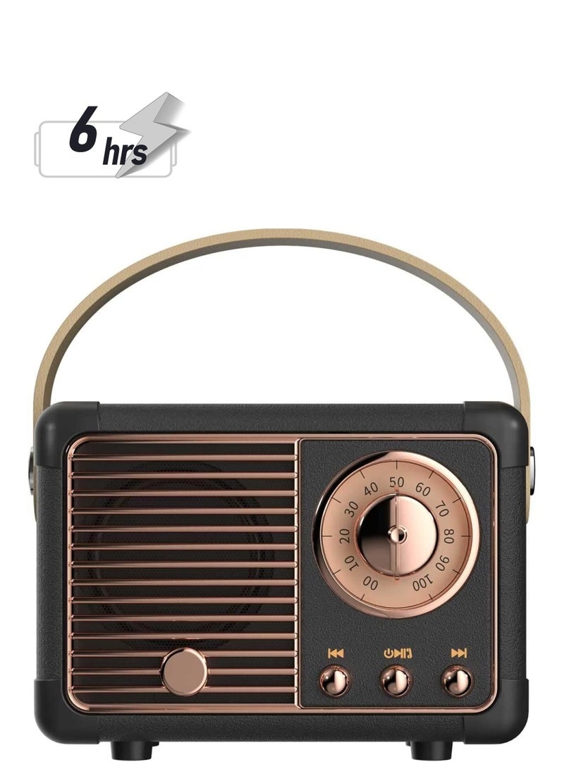 مكبر صوت بلوتوث ريترو ، ديكور عتيق ، مكبر صوت بلوتوث لاسلكي محمول من Dosmix ، نمط عصري لطيف للمطبخ وغرفة النوم والمكتب والحفلات الخارجية وملحقات Kawaii لهاتف iPhone Android (أسود) - Image 1