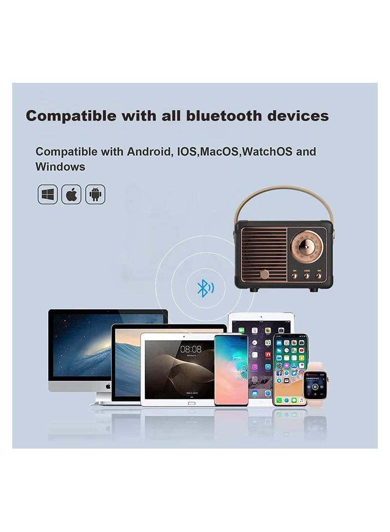 مكبر صوت بلوتوث ريترو ، ديكور عتيق ، مكبر صوت بلوتوث لاسلكي محمول من Dosmix ، نمط عصري لطيف للمطبخ وغرفة النوم والمكتب والحفلات الخارجية وملحقات Kawaii لهاتف iPhone Android (أسود) - Image 3