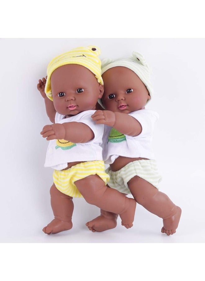 silvercnc 12 inch Lifelike Silicone Vinyl Newborn Baby Dolls, African American Baby Dolls,Kids Pretend Toy Children Gifts - Yellow  - Image 3