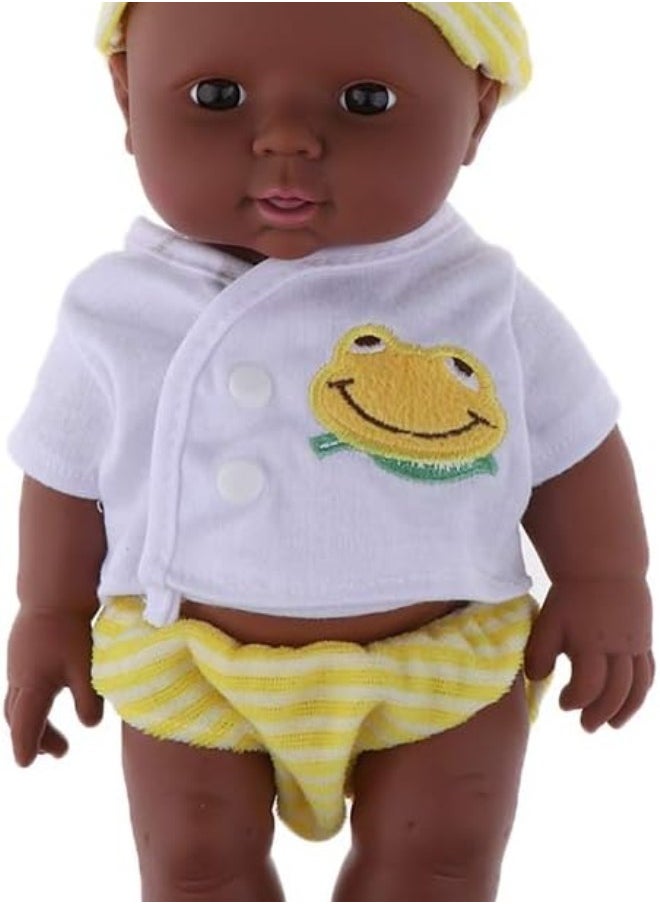 silvercnc 12 inch Lifelike Silicone Vinyl Newborn Baby Dolls, African American Baby Dolls,Kids Pretend Toy Children Gifts - Yellow  - Image 1