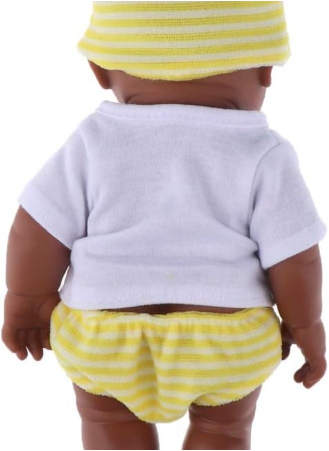 silvercnc 12 inch Lifelike Silicone Vinyl Newborn Baby Dolls, African American Baby Dolls,Kids Pretend Toy Children Gifts - Yellow  - Image 2