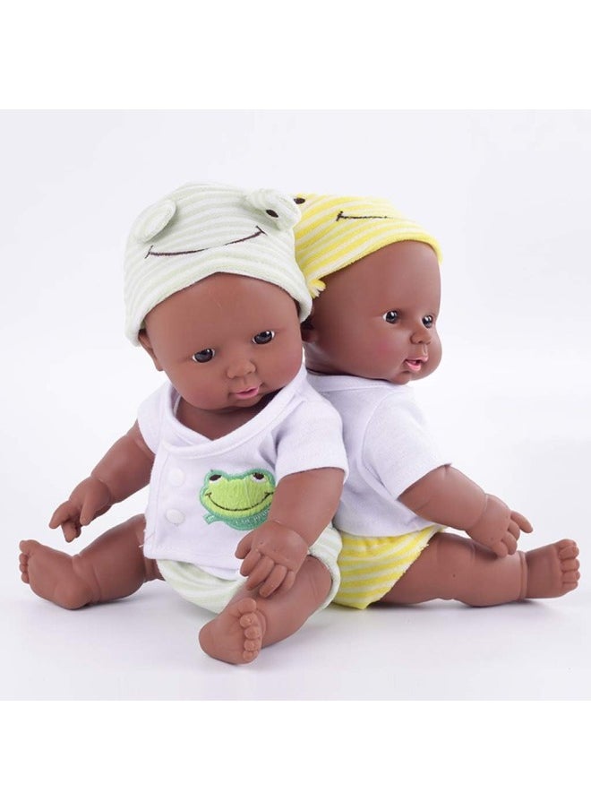 silvercnc 12 inch Lifelike Silicone Vinyl Newborn Baby Dolls, African American Baby Dolls,Kids Pretend Toy Children Gifts - Yellow  - Image 4