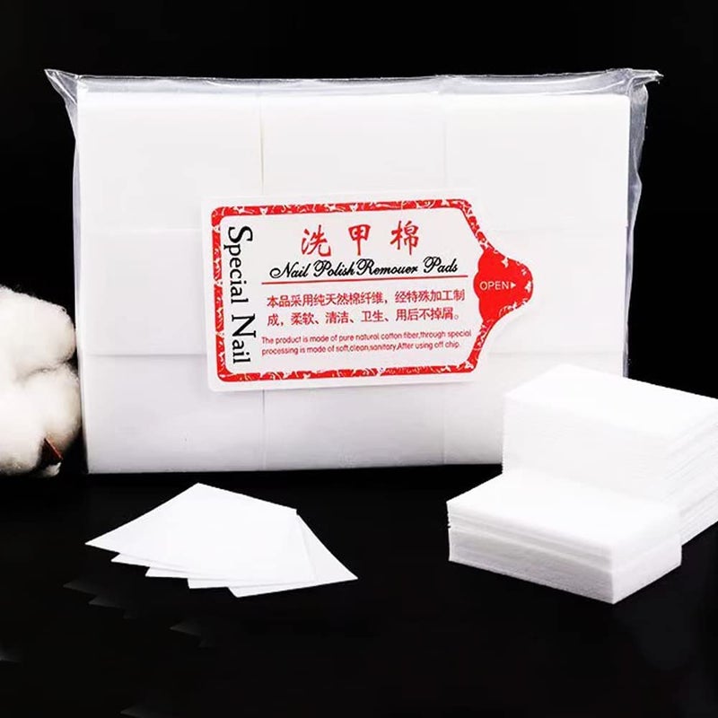 Nail Cotton Pads -600PCS Lint Free Gel Nail Polish Removers Eyelash Extension Glue Cleaning Wipes, WipesNail Art Gel Lint Free Nail Wipes (White)
