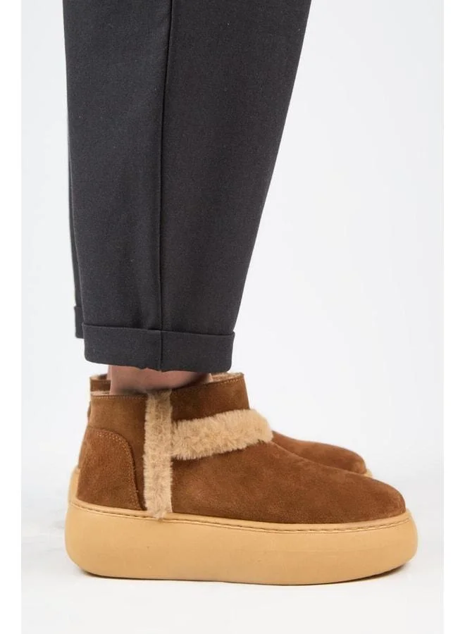 Manijero  (Azura Mini) Women's Real Leather Boots with Fur Lining and Fur Stripe. for Women | Best Price UAE