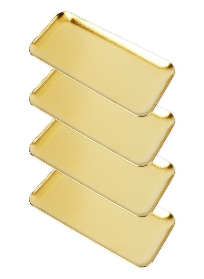 2 MULE TEAM 4PCS Stainless Steel Serving Trays Gold Trays for Decor 8.66 X3.82 Inches Rectangle Serving Vanity Tray Small Jewelry Makeup Decorative Storage Platter for Party Buffet Sushi Snack Tea Fruit - Image 1