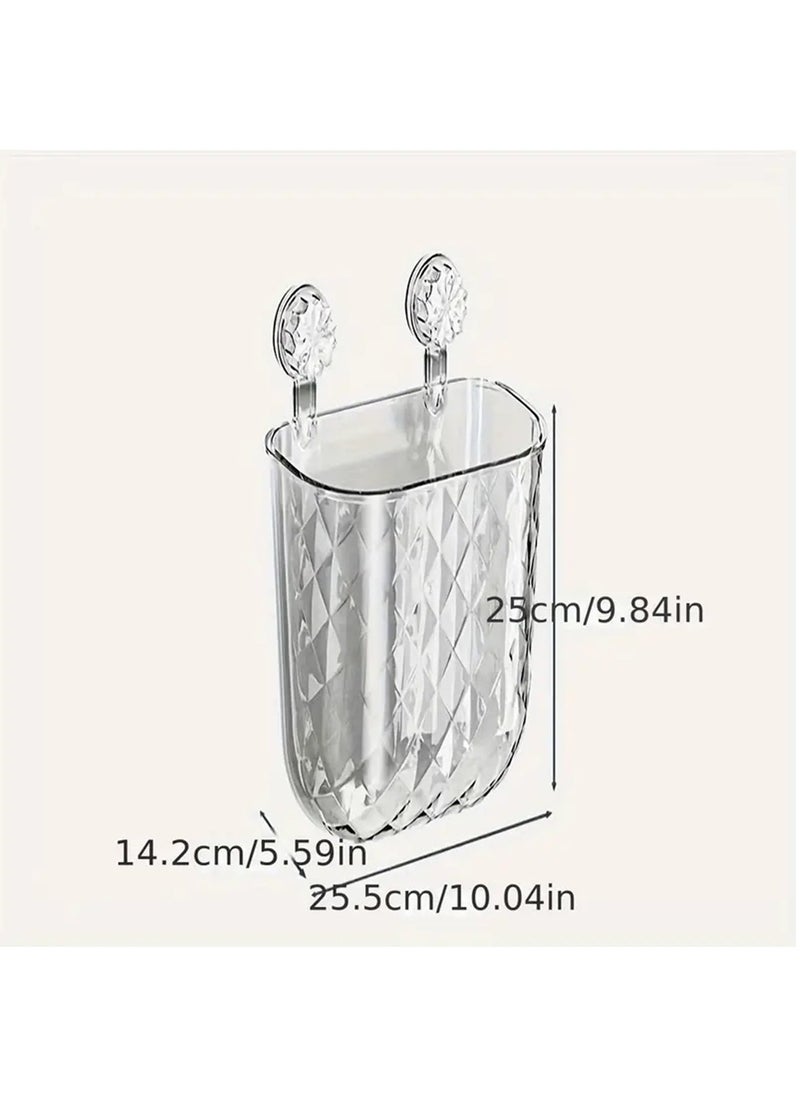 Hihonor - Kitchen Trash Can - Cabinet Waste Basket, Countertop Food Waste Bin | Wall Mount Storage Bin, Suction Cup Mounted Garbage Can, Multifunctional Waste Can for Cabinet Under Sink Bathroom, Clear - Image 1